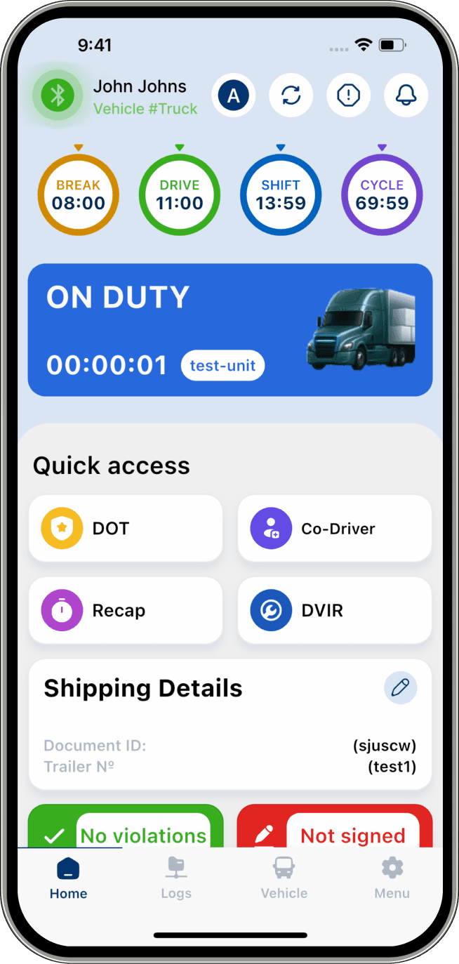 Astra ELD Mobile App